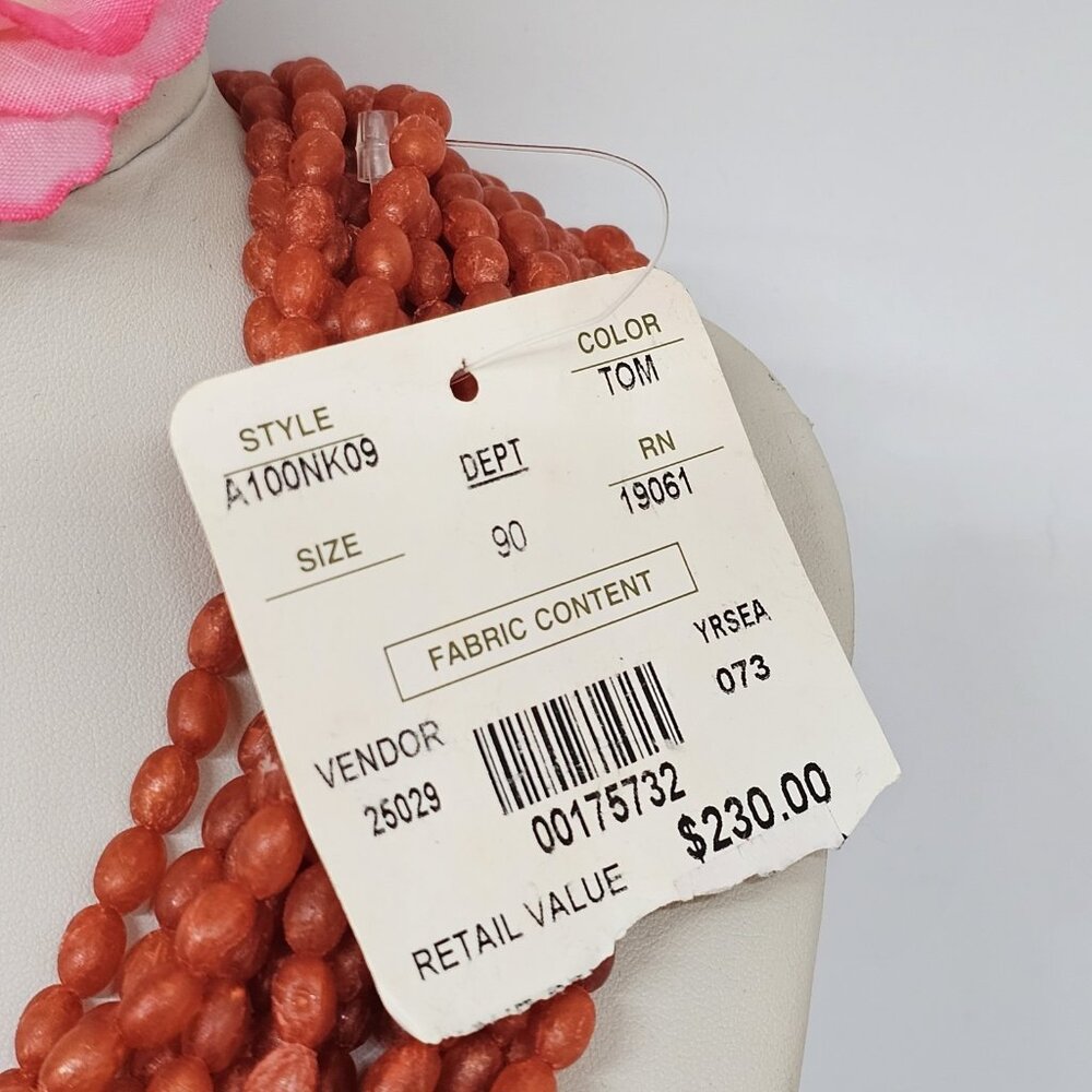Doncaster Multi-Strand Coral Red Beaded Necklace - Picture 4 of 9